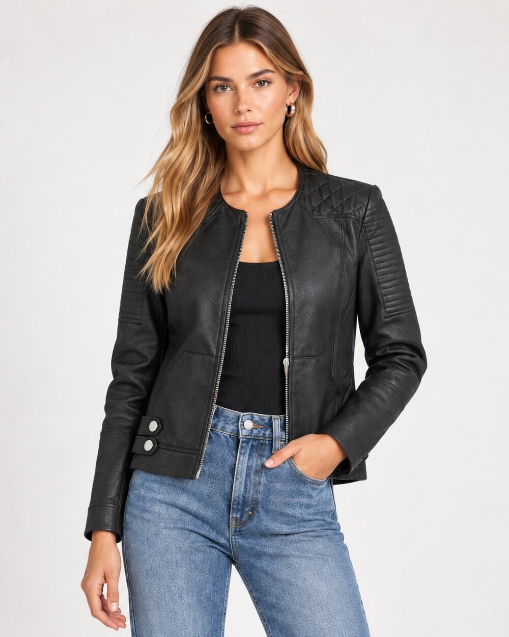 The Kooples Sport Faux Leather Moto Jacket Black Size XS